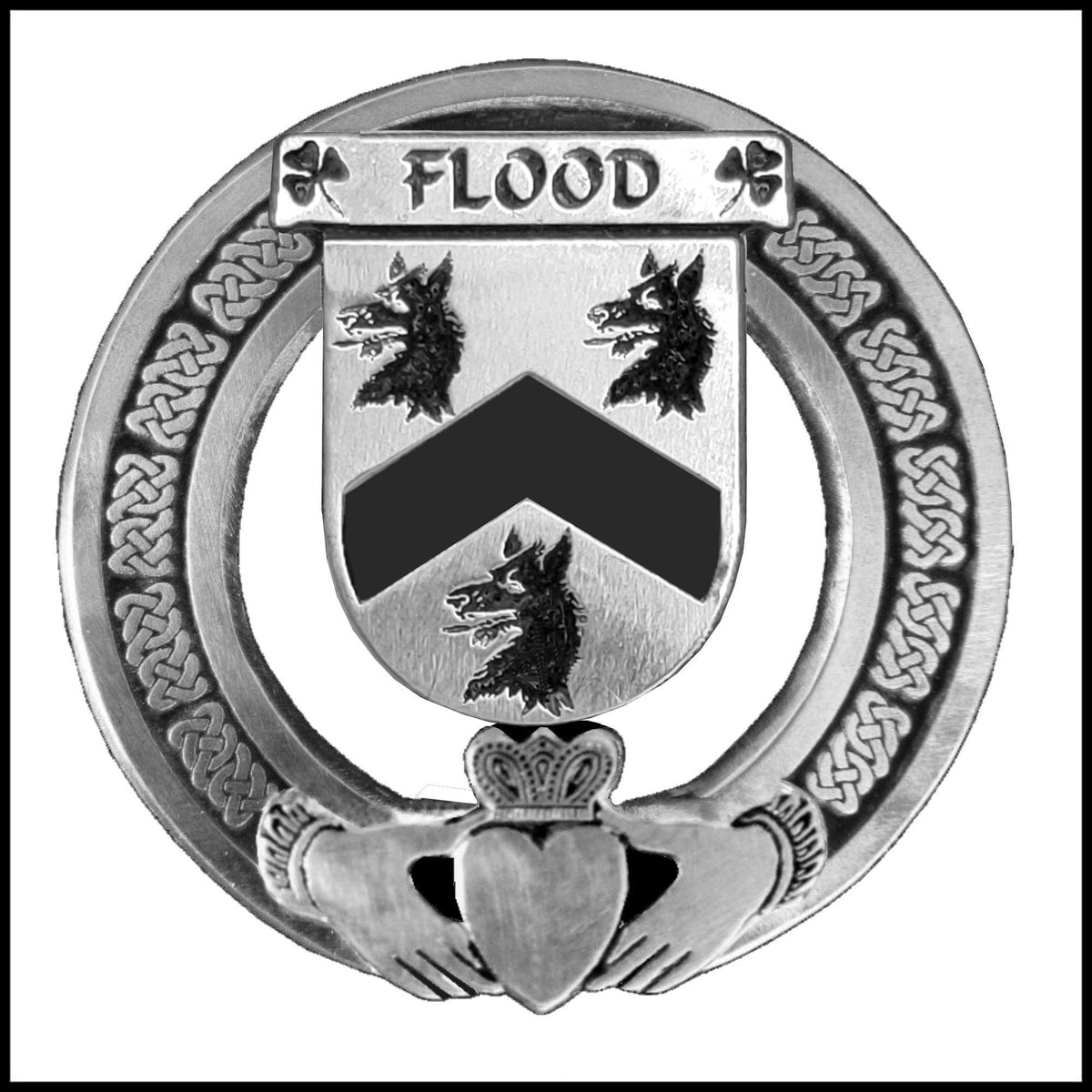 Flood Irish Claddagh Coat of Arms Badge – Celtic Studio