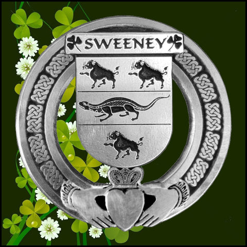 Sweeney Irish Claddagh Coat of Arms Badge