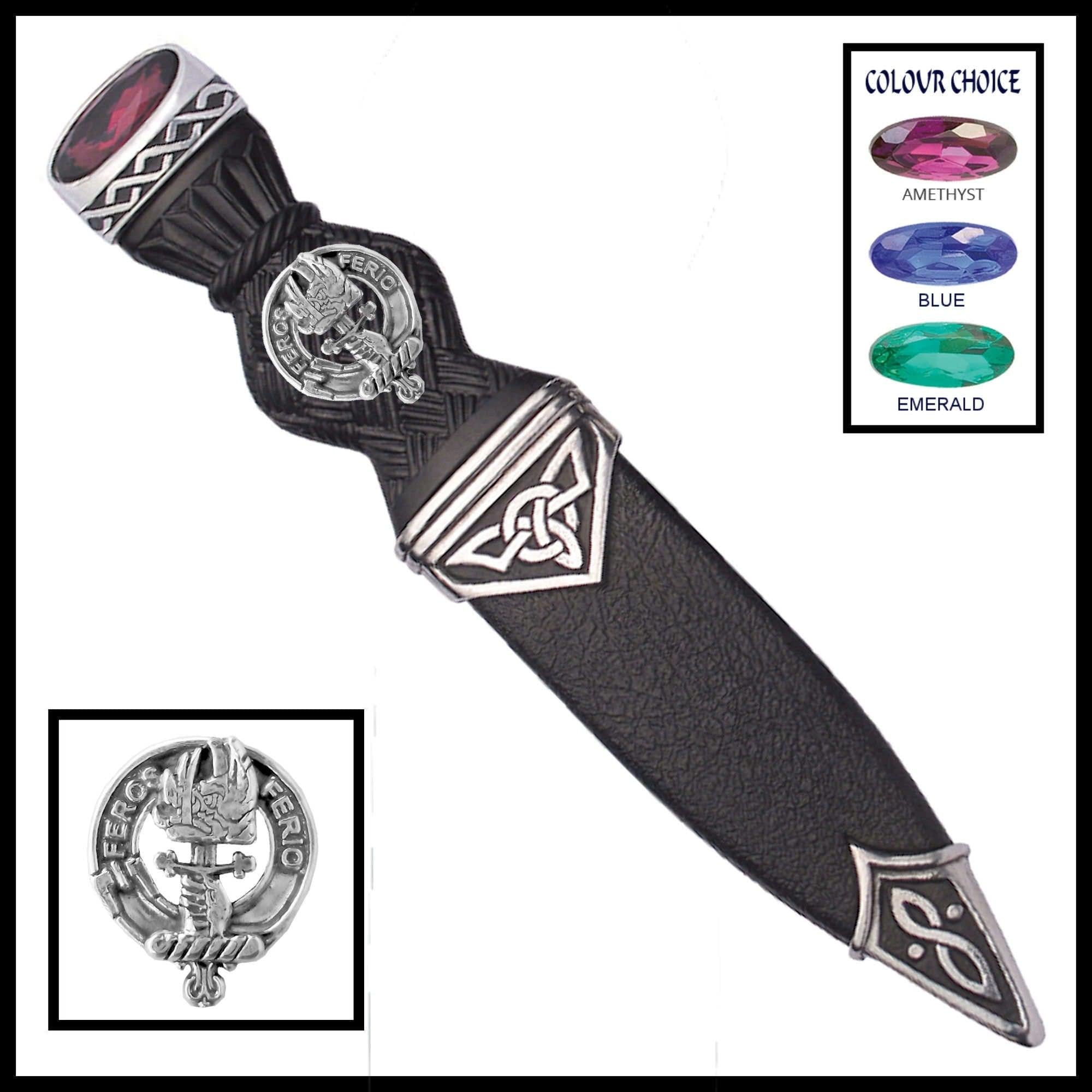 Chisholm Interlace Clan Crest Sgian Dubh, Scottish Knife