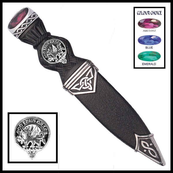 Crichton Interlace Clan Crest Sgian Dubh, Scottish Knife