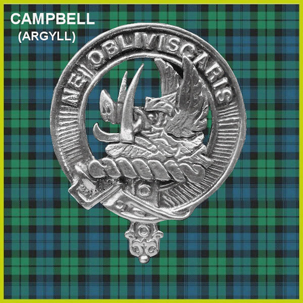 Campbell Argyll Clan Badge Scottish Plaid Brooch