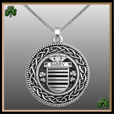 Barry Irish Coat of Arms Celtic Interlace Disk Pendant ~ IP06