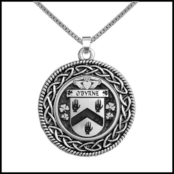 O'Byrne Irish Coat of Arms Celtic Interlace Disk Pendant ~ IP06