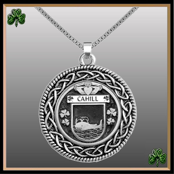 Cahill Irish Coat of Arms Celtic Interlace Disk Pendant ~ IP06