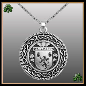 McCauley Irish Coat of Arms Celtic Interlace Disk Pendant ~ IP06