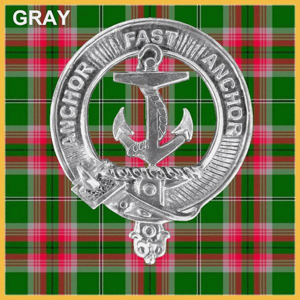 Gray Clan Badge Scottish Plaid Brooch