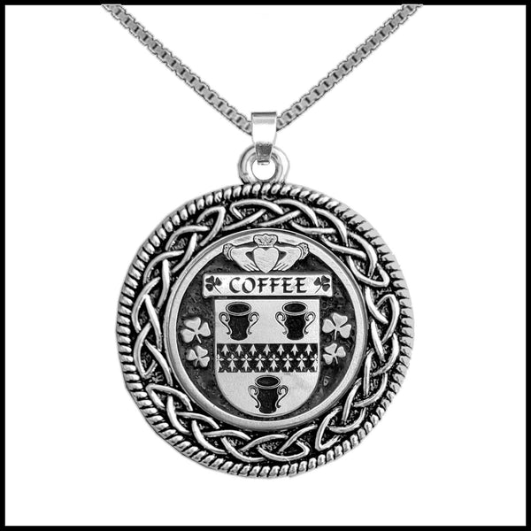 Coffee Irish Coat of Arms Celtic Interlace Disk Pendant ~ IP06