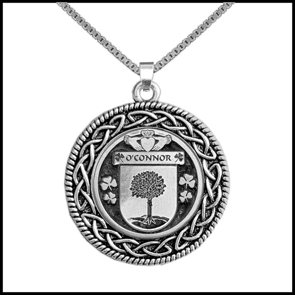 O'Connor Offlay Irish Coat of Arms Celtic Interlace Disk Pendant ~ IP06