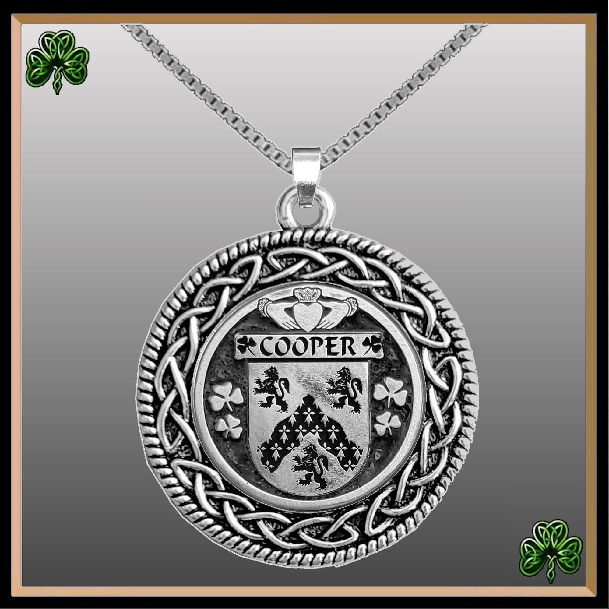 Cooper Irish Coat of Arms Celtic Interlace Disk Pendant ~ IP06
