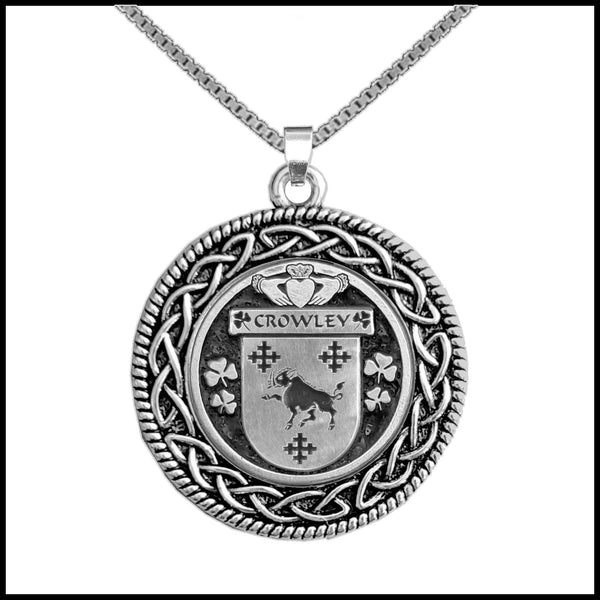 Crowley Irish Coat of Arms Celtic Interlace Disk Pendant ~ IP06