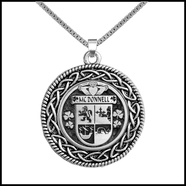 McDonnell Irish Coat of Arms Celtic Interlace Disk Pendant ~ IP06