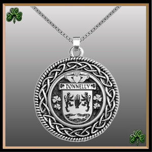 Donnelly Irish Coat of Arms Celtic Interlace Disk Pendant ~ IP06