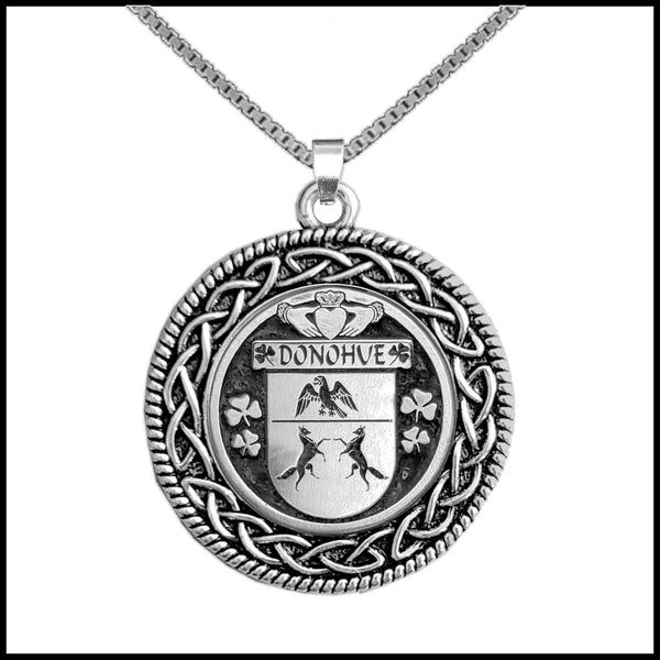 Donohue Irish Coat of Arms Celtic Interlace Disk Pendant ~ IP06