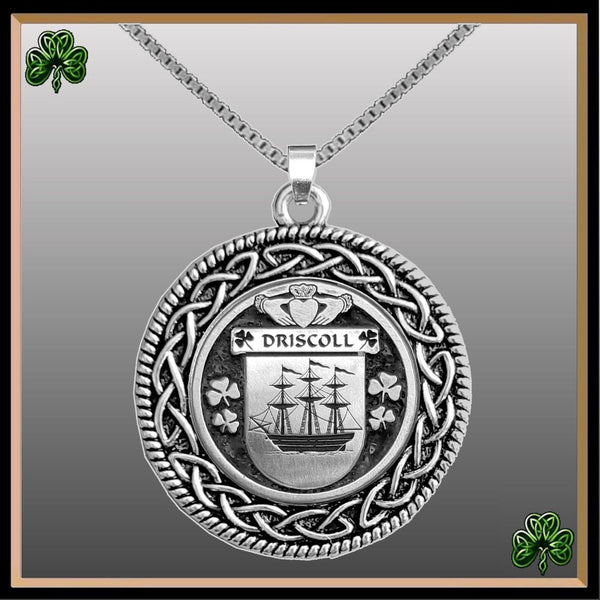 Driscoll Irish Coat of Arms Celtic Interlace Disk Pendant ~ IP06