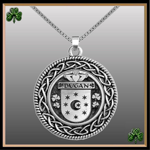 Dugan Irish Coat of Arms Celtic Interlace Disk Pendant ~ IP06