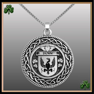 Dunn Irish Coat of Arms Celtic Interlace Disk Pendant ~ IP06