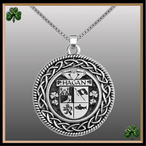 Hagan Irish Coat of Arms Celtic Interlace Disk Pendant ~ IP06