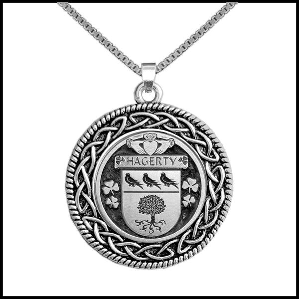 Hagerty Irish Coat of Arms Celtic Interlace Disk Pendant ~ IP06