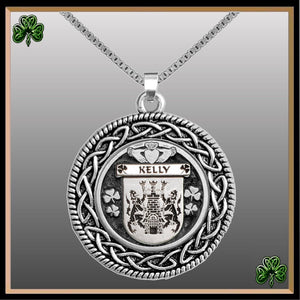 Kelly Irish Coat of Arms Celtic Interlace Disk Pendant ~ IP06