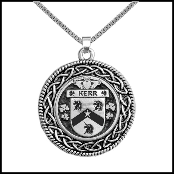Kerr Irish Coat of Arms Celtic Interlace Disk Pendant ~ IP06
