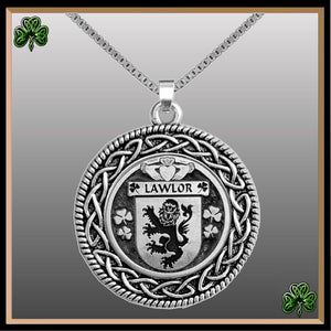 Lawlor Irish Coat of Arms Celtic Interlace Disk Pendant ~ IP06