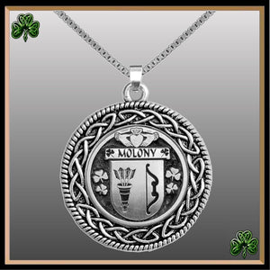 Molony Irish Coat of Arms Celtic Interlace Disk Pendant ~ IP06