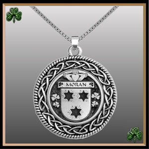 Moran Irish Coat of Arms Celtic Interlace Disk Pendant ~ IP06