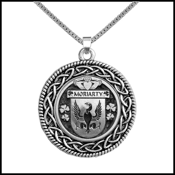 Moriarty Irish Coat of Arms Celtic Interlace Disk Pendant ~ IP06