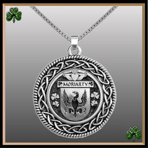 Moriarty Irish Coat of Arms Celtic Interlace Disk Pendant ~ IP06