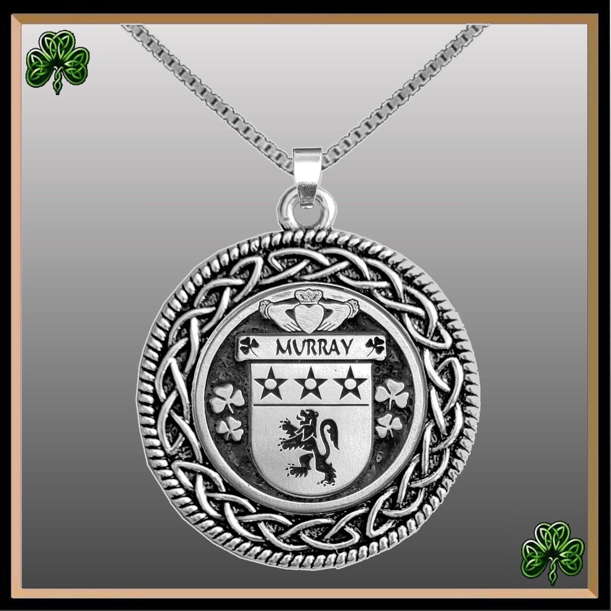 Murray  Irish Coat of Arms Celtic Interlace Disk Pendant ~ IP06