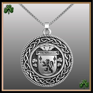 McNamara Irish Coat of Arms Celtic Interlace Disk Pendant ~ IP06