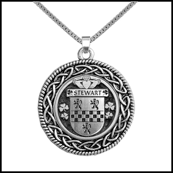 Stewart Irish Coat of Arms Celtic Interlace Disk Pendant ~ IP06