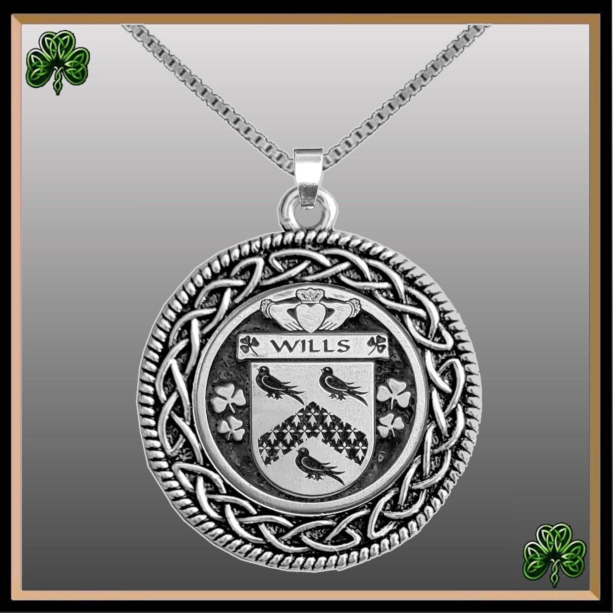 Wills Irish Coat of Arms Celtic Interlace Disk Pendant ~ IP06