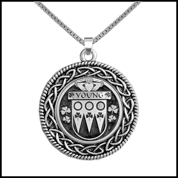 Young Irish Coat of Arms Celtic Interlace Disk Pendant ~ IP06