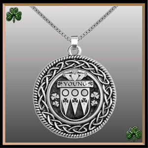 Young Irish Coat of Arms Celtic Interlace Disk Pendant ~ IP06