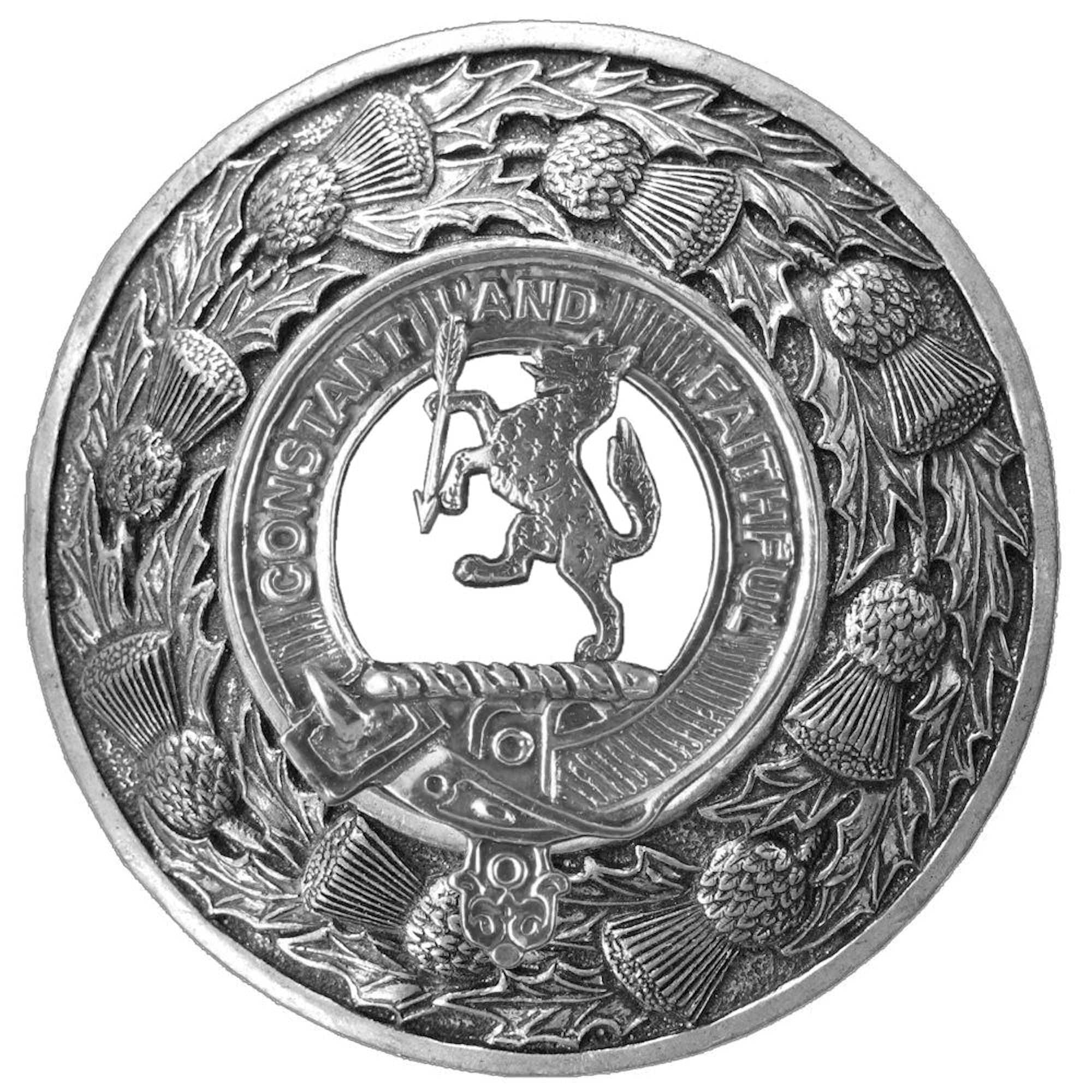 MacQueen Clan Badge Scottish Plaid Brooch