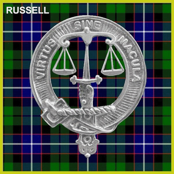 Russell Clan Badge Scottish Plaid Brooch