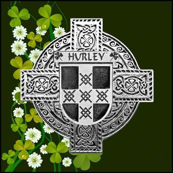 Hurley Irish Family Coat Of Arms Celtic Cross Badge