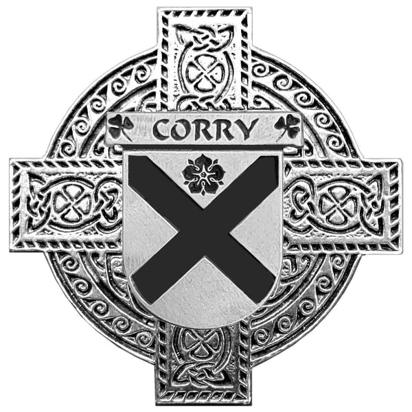 Corry Irish Family Coat Of Arms Celtic Cross Badge