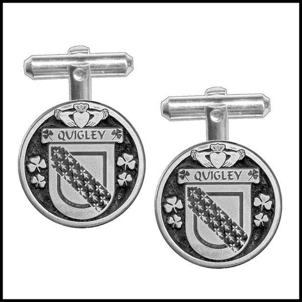 Quigley Irish Coat of Arms Disk Cufflinks