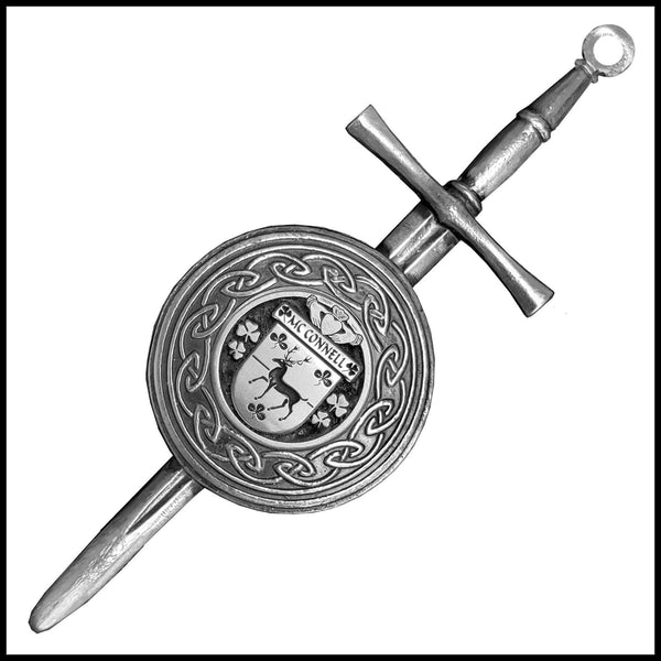 McConnell Irish Dirk Coat of Arms Shield Kilt Pin - Pewter