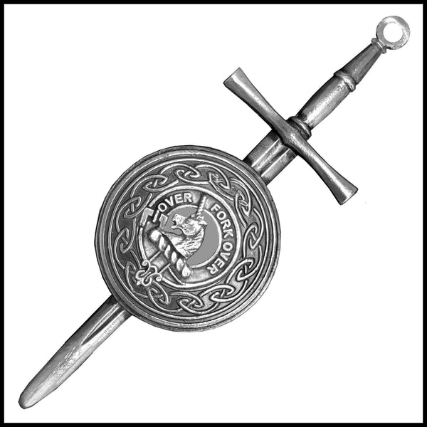 Cunningham Scottish Clan Dirk Shield Kilt Pin - Pewter