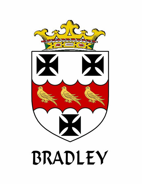 Bradley Irish Coat of Arms Celtic Cross Plaid Brooch with Green Stones