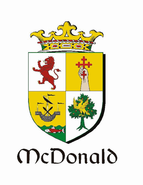 McDonald Irish Coat of Arms Celtic Cross Plaid Brooch with Green Stones