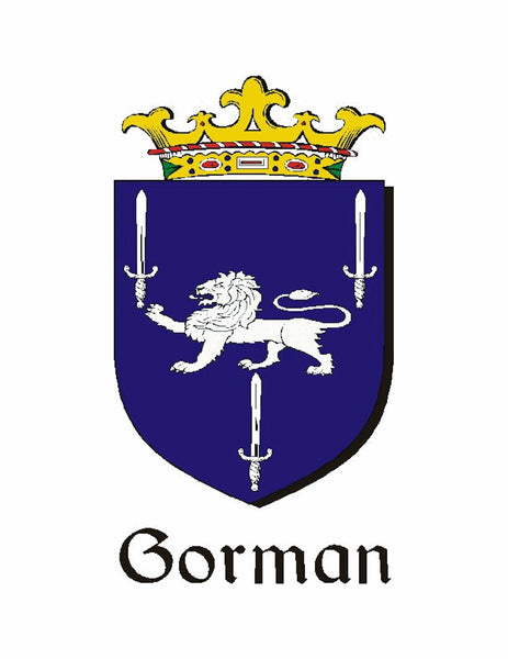 Gorman Irish Coat of Arms Celtic Cross Plaid Brooch with Green Stones