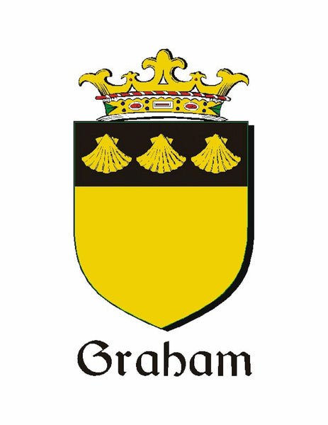 Graham Irish Coat of Arms Celtic Cross Plaid Brooch with Green Stones