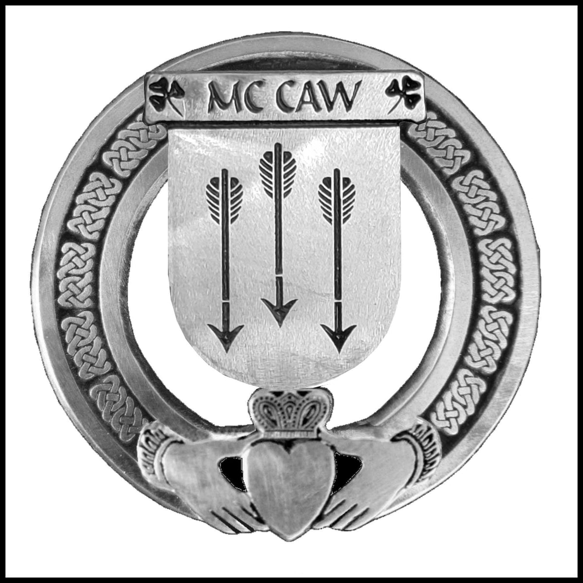 McCaw Irish Claddagh Coat of Arms Badge – Celtic Studio