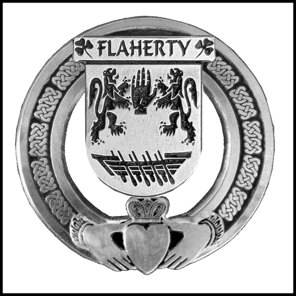 Flaherty Irish Claddagh Coat of Arms Badge