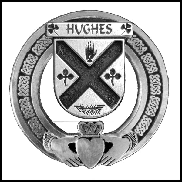 Hughes Irish Claddagh Coat of Arms Badge