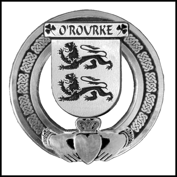 O'Rourke Irish Claddagh Coat of Arms Badge